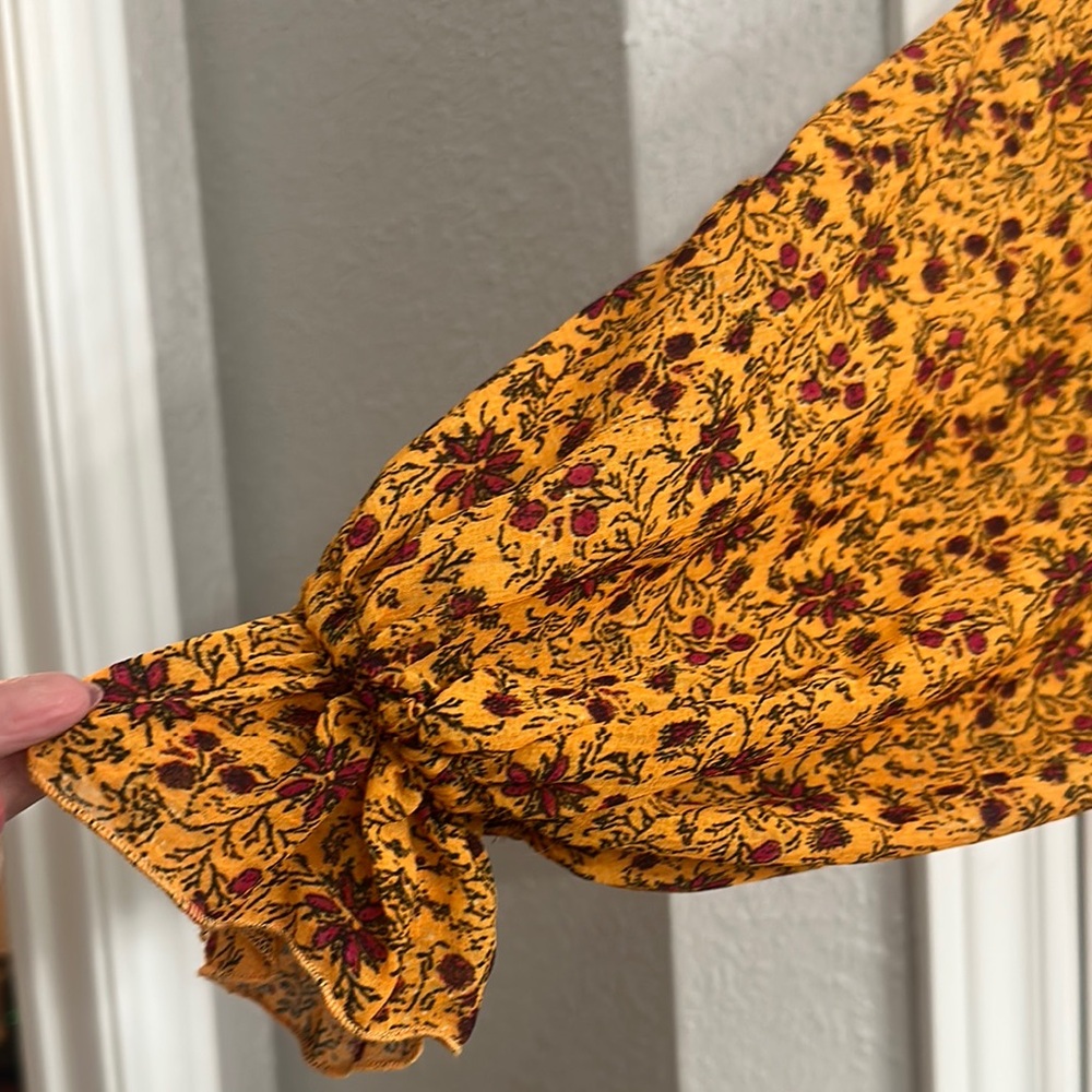 Floral Bohemian Maxi Dress - Orange and Red/Maroon - Free People - Picture 4 of 6